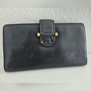 Fossil Black Leather Checkbook Wallet
